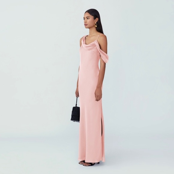 Fame and Partners Francois Dress Matte Satin Pale Pink Size 6 - Picture 2 of 10